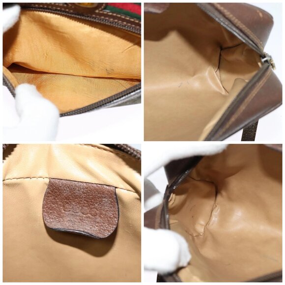 GUCCI GG Supreme Web Sherry Line Shoulder Bag PVC Beige Gold Auth - Picture 15 of 16